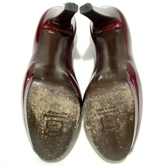 Stuart Weitzman Patent Leather Peep-Toe Burgundy - Picture 3 of 6